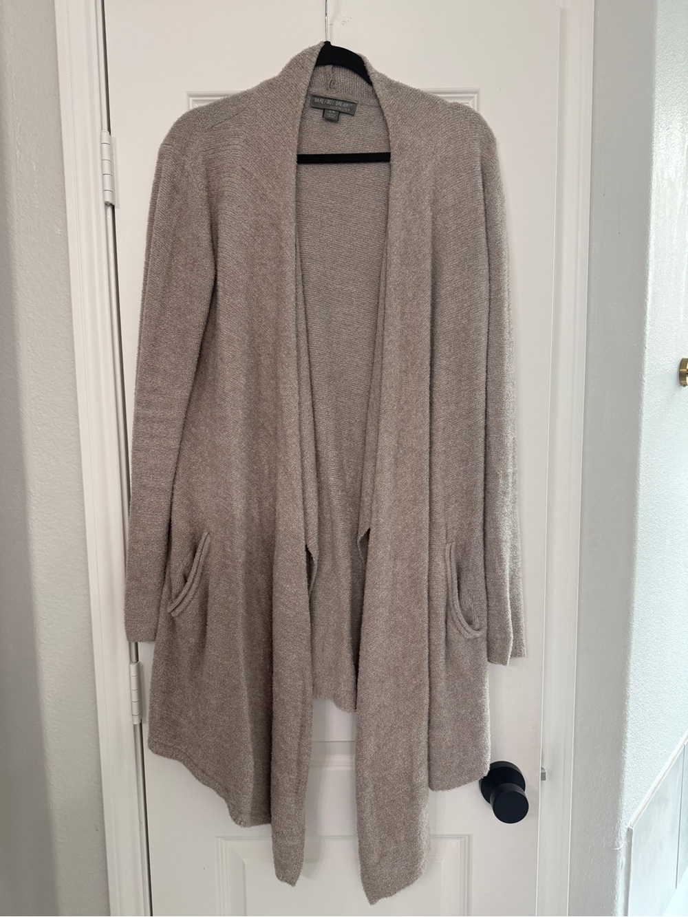 Barefoot CozyLite Open-Front Taupe Shawl Sweater Cardigan